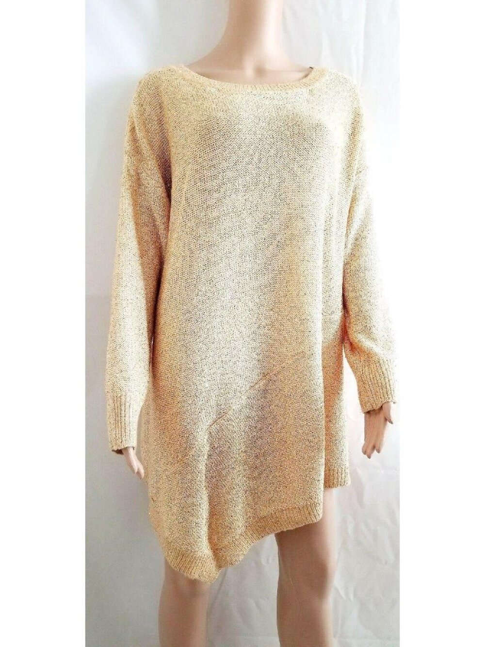 Verve Ami Women's Asymmetric Hem Shimmery Gold Pullover Sweater Plus Size 2X NWT - Picture 12 of 12